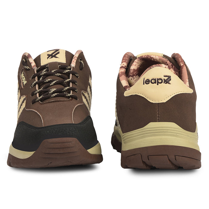 Leap7X Brown Sports Lacing Trekking Shoes For Men Columbo By Liberty