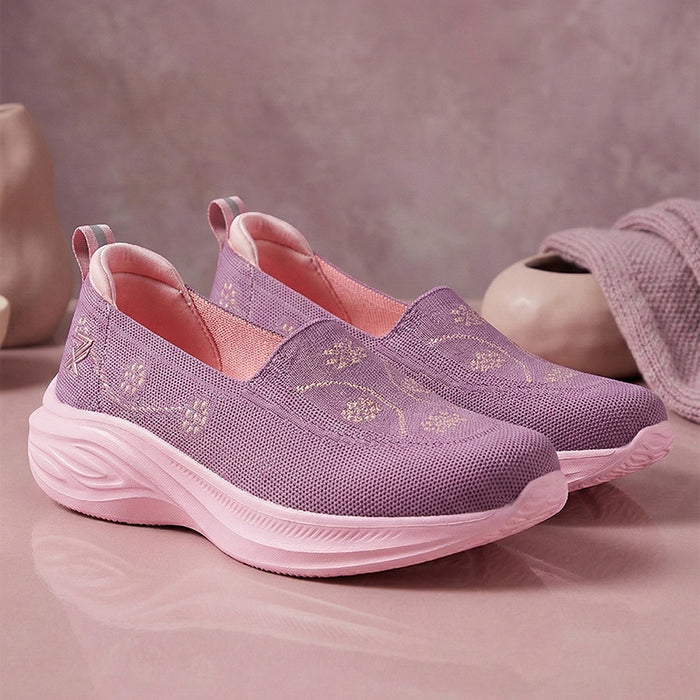 LEAP7X GLOWSTAR-E Peach Sports Non lacing Walking shoes for Women by Liberty