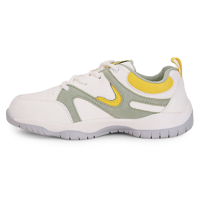 Leap7x Green Sports Lacing Running Shoes For Kids CANON-2E By Liberty