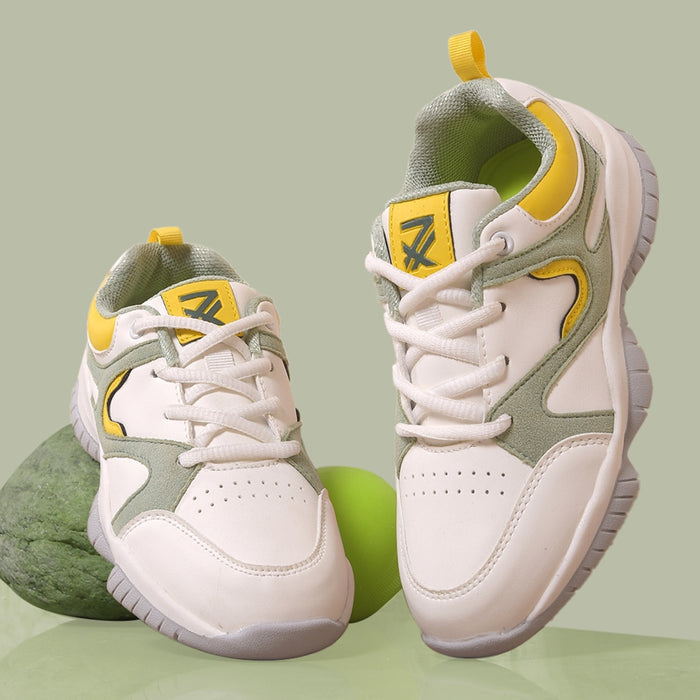 Leap7x Green Sports Lacing Running Shoes For Kids CANON-2E By Liberty