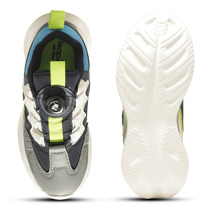 Leap7x Grey Sports Non Lacing Running Shoes For Kids GAMEON-1 By Liberty