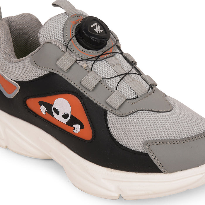 Leap7x Light Grey Sports Non Lacing Walking Shoes For Kids CRISTFER1E By Liberty