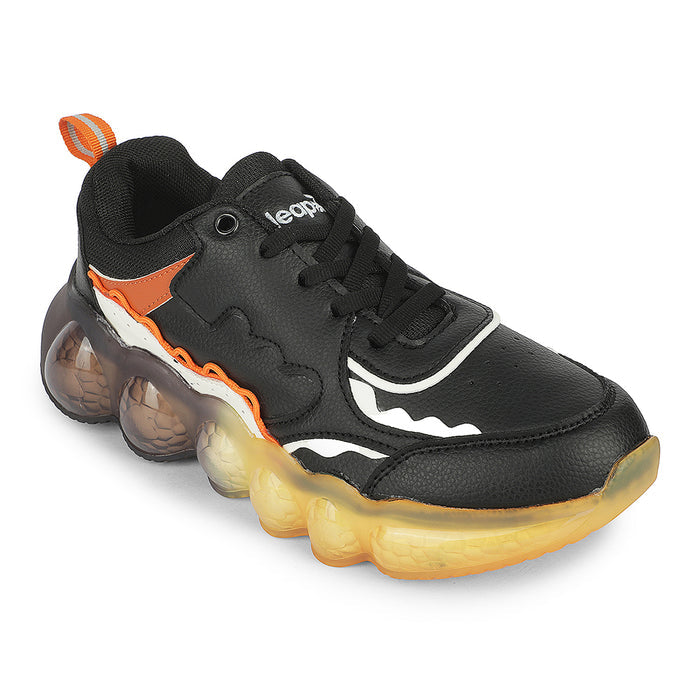 Leap7X LIGHTEX-2 Black Casual Lacing Running Shoes for Kids by Liberty