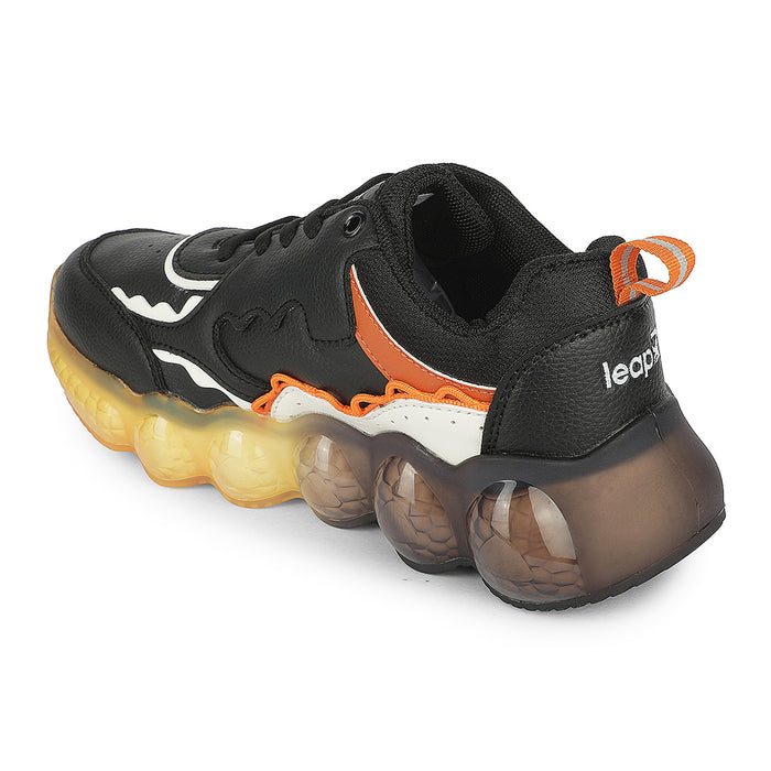 Leap7X LIGHTEX-2 Black Casual Lacing Running Shoes for Kids by Liberty