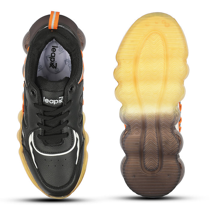 Leap7X LIGHTEX-2 Black Casual Lacing Running Shoes for Kids by Liberty