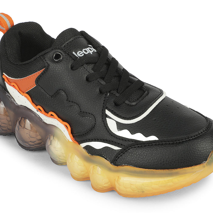 Leap7X LIGHTEX-2 Black Casual Lacing Running Shoes for Kids by Liberty