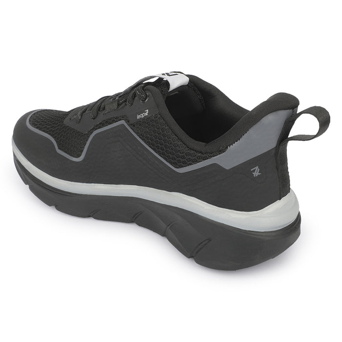 Leap7x MANILA Black Sports Lacing Running Shoes for Men by Liberty