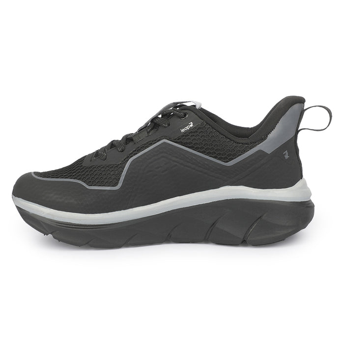 Leap7x MANILA Black Sports Lacing Running Shoes for Men by Liberty