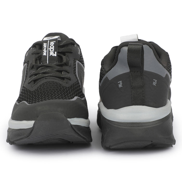 Leap7x MANILA Black Sports Lacing Running Shoes for Men by Liberty
