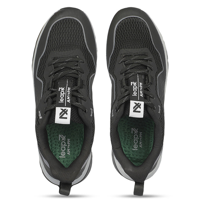 Leap7x MANILA Black Sports Lacing Running Shoes for Men by Liberty