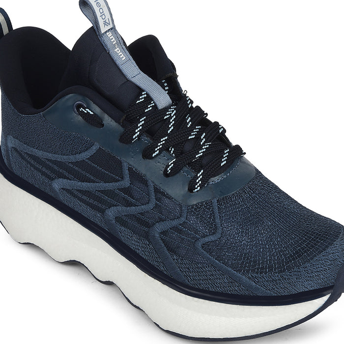 Leap7X Navy Blue Sports Lacing Running Shoes For Men Ghd 101 By Liberty