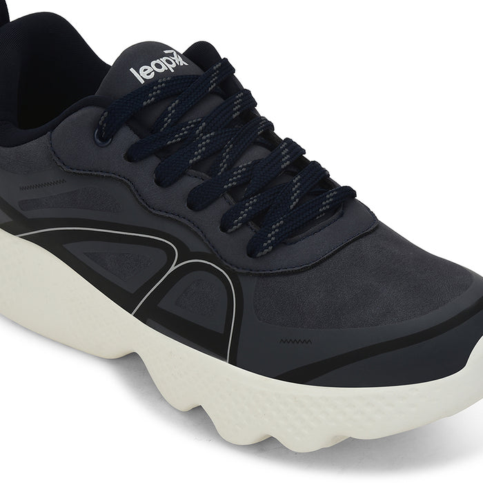 Leap7X Navy Blue Sports Lacing Running Shoes For Men Watson 1E By Liberty
