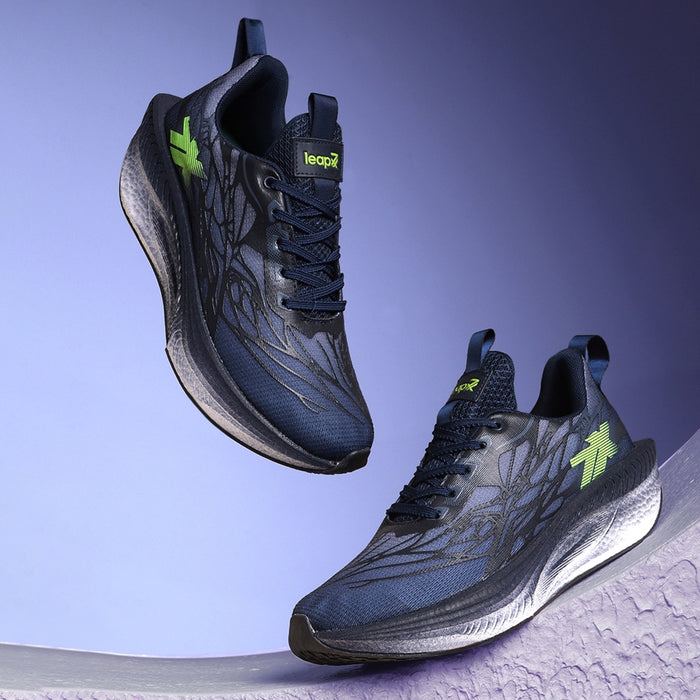 Leap7x Navy Blue Sports Lacing Running Shoes For Men XLM-01 By Liberty