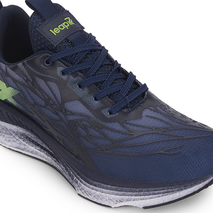 Leap7x Navy Blue Sports Lacing Running Shoes For Men XLM-01 By Liberty