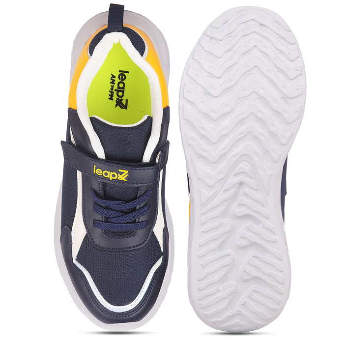 Leap7X Navy Blue Sports Non Lacing Walking Shoes For Kids Hinks 15E By Liberty