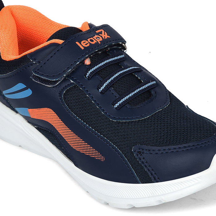 Leap7X Navy Blue Sports Non Lacing Walking Shoes For Kids Travel 2V By Liberty