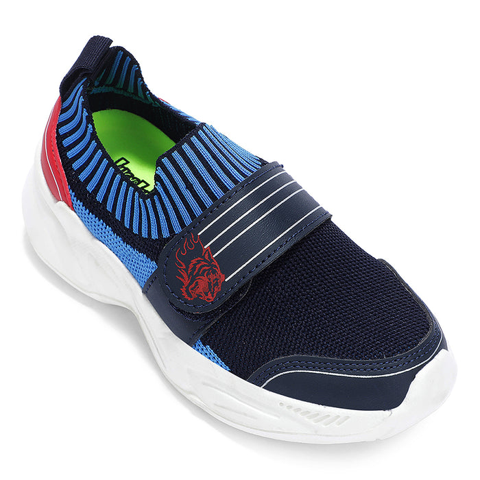 Leap7X Navy Blue Sports Non Lacing Walking Shoes For Kids Trend K5K By Liberty