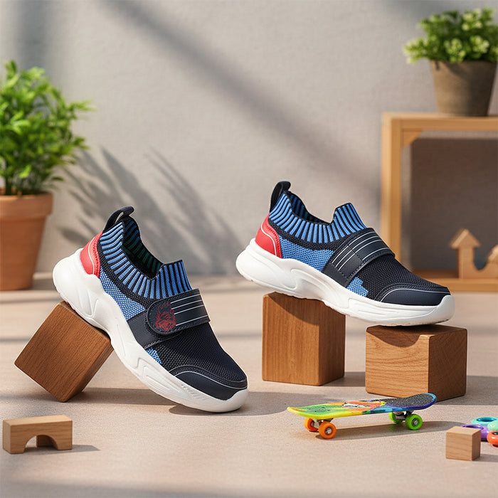 Leap7X Navy Blue Sports Non Lacing Walking Shoes For Kids Trend K5K By Liberty