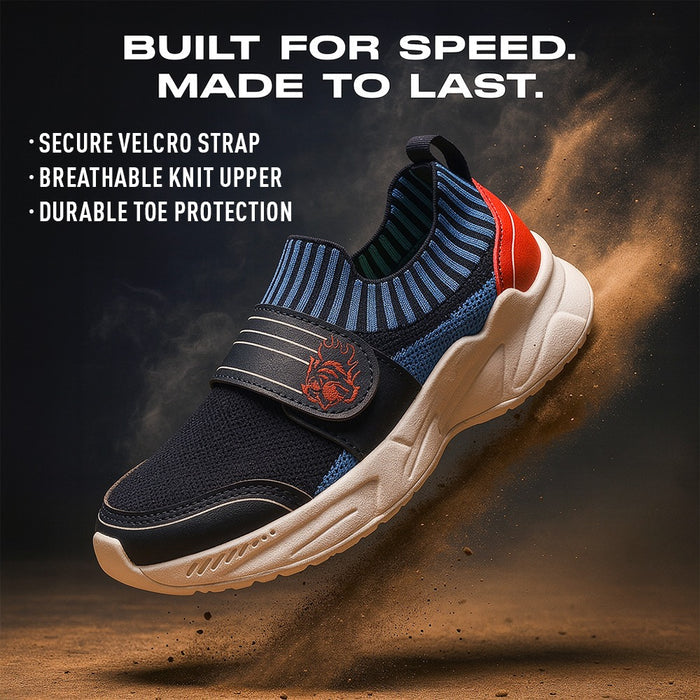 Leap7X Navy Blue Sports Non Lacing Walking Shoes For Kids Trend K5K By Liberty