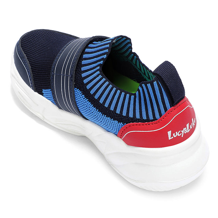 Leap7X Navy Blue Sports Non Lacing Walking Shoes For Kids Trend K5K By Liberty