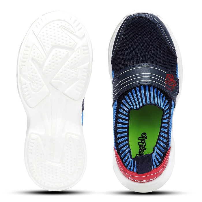 Leap7X Navy Blue Sports Non Lacing Walking Shoes For Kids Trend K5K By Liberty