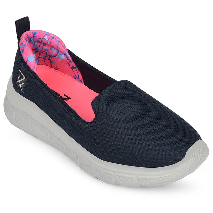Leap7X Navy Blue Sports Non Lacing Walking Shoes For Women Kapper By Liberty