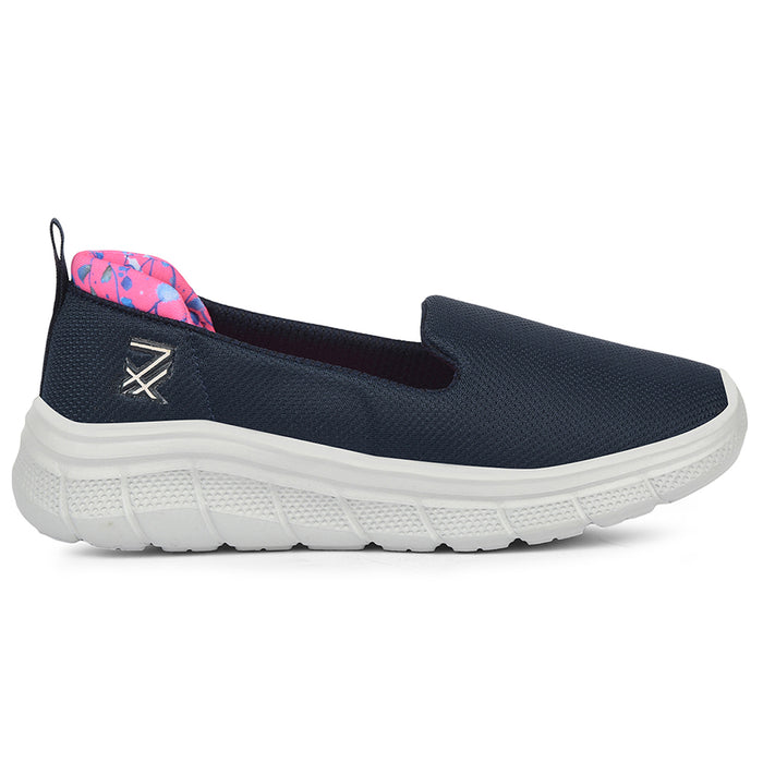 Leap7X Navy Blue Sports Non Lacing Walking Shoes For Women Kapper By Liberty