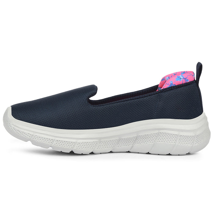 Leap7X Navy Blue Sports Non Lacing Walking Shoes For Women Kapper By Liberty
