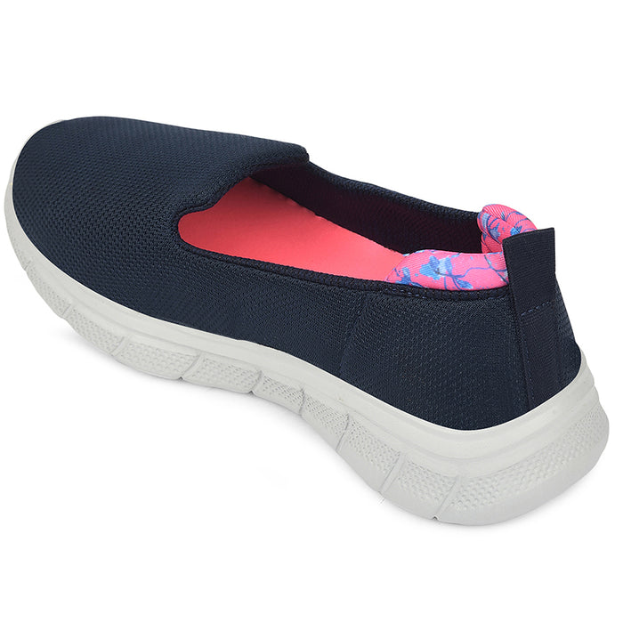 Leap7X Navy Blue Sports Non Lacing Walking Shoes For Women Kapper By Liberty