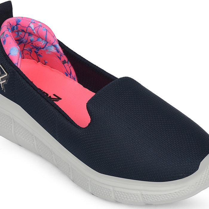 Leap7X Navy Blue Sports Non Lacing Walking Shoes For Women Kapper By Liberty