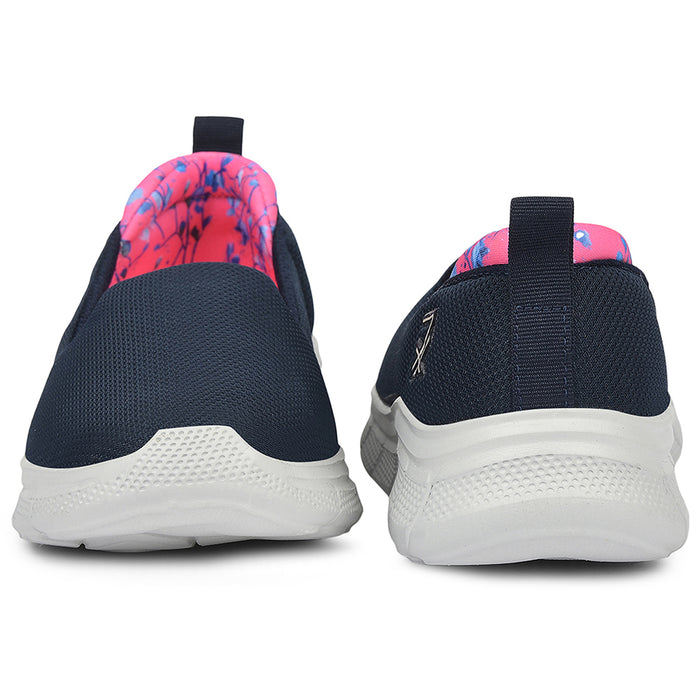 Leap7X Navy Blue Sports Non Lacing Walking Shoes For Women Kapper By Liberty