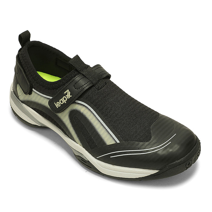Leap7X Newrace 1E Black Sports Non Lacing Walking Shoes For Men By Liberty