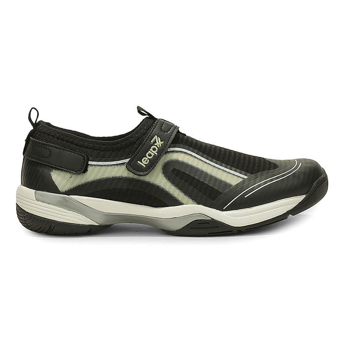 Leap7X Newrace 1E Black Sports Non Lacing Walking Shoes For Men By Liberty