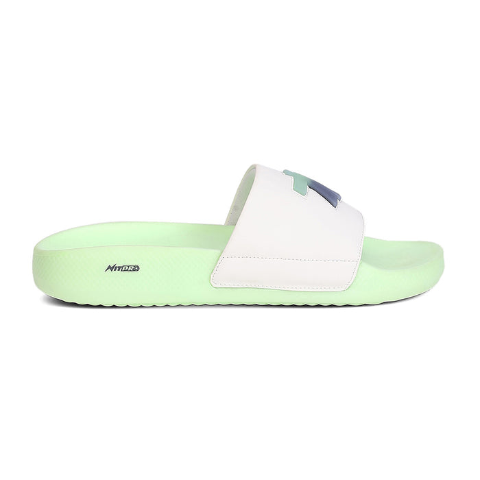 Leap7X NITWALK-30 Men's White Slides - Lightweight Nitro Sole with Molded EVA Comfort