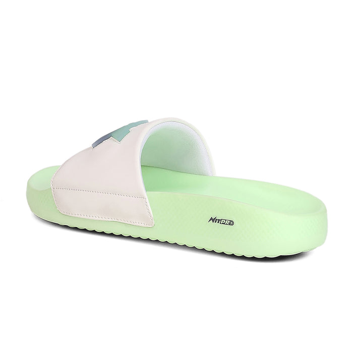 Leap7X NITWALK-30 Men's White Slides - Lightweight Nitro Sole with Molded EVA Comfort