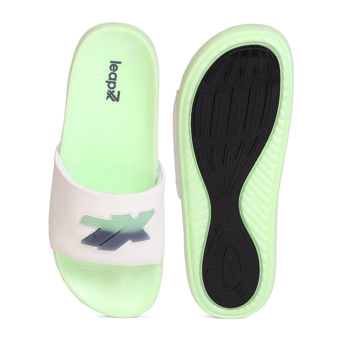 Leap7X NITWALK-30 Men's White Slides - Lightweight Nitro Sole with Molded EVA Comfort