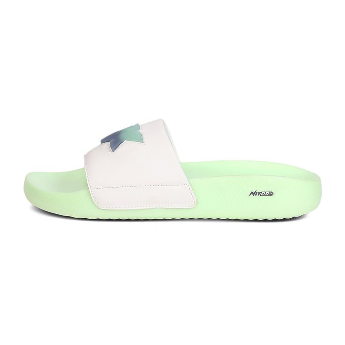 Leap7X NITWALK-30 Men's White Slides - Lightweight Nitro Sole with Molded EVA Comfort