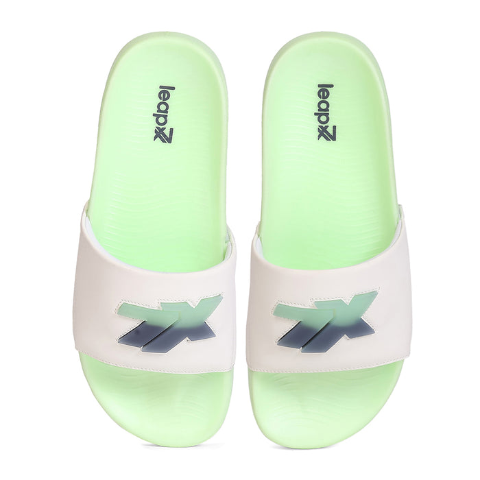 Leap7X NITWALK-30 Men's White Slides - Lightweight Nitro Sole with Molded EVA Comfort