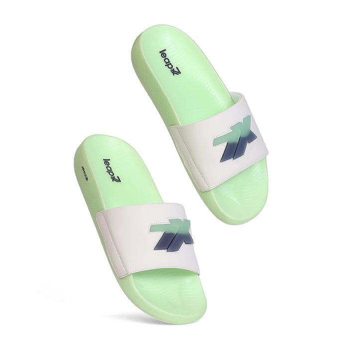 Leap7X NITWALK-30 Men's White Slides - Lightweight Nitro Sole with Molded EVA Comfort