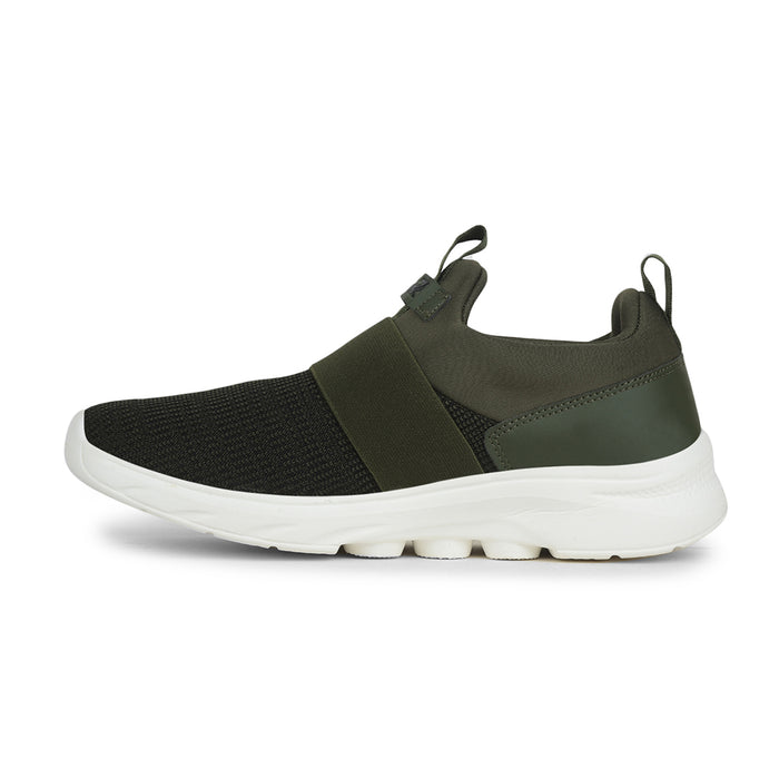 Leap7x Olive Green Non Lacing Sports Walking Shoes For Men SENTINO