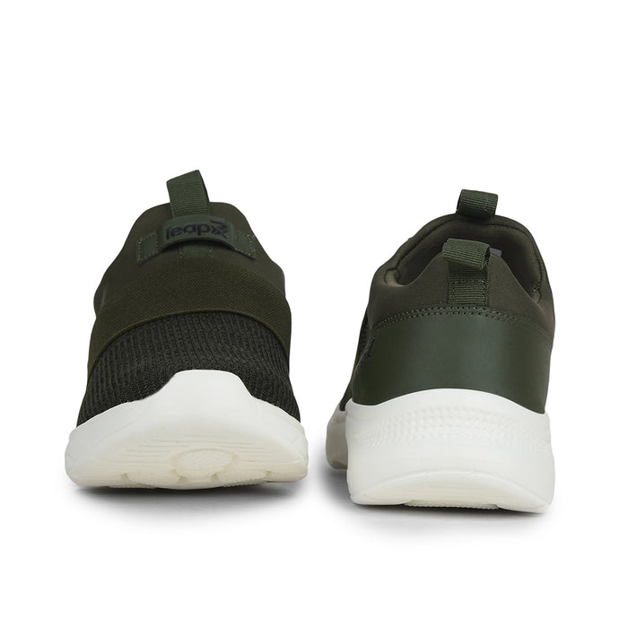 Leap7x Olive Green Non Lacing Sports Walking Shoes For Men SENTINO