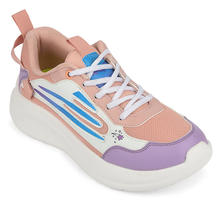 Leap7X Peach Sports Lacing Running Shoes For Kids Ryan 1L By Liberty