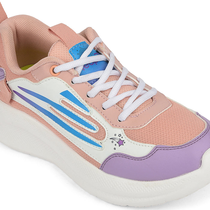 Leap7X Peach Sports Lacing Running Shoes For Kids Ryan 1L By Liberty