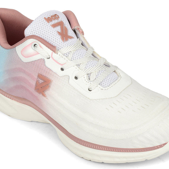 Leap7X Peach Sports Lacing Running Shoes For Women Rwl 58 By Liberty