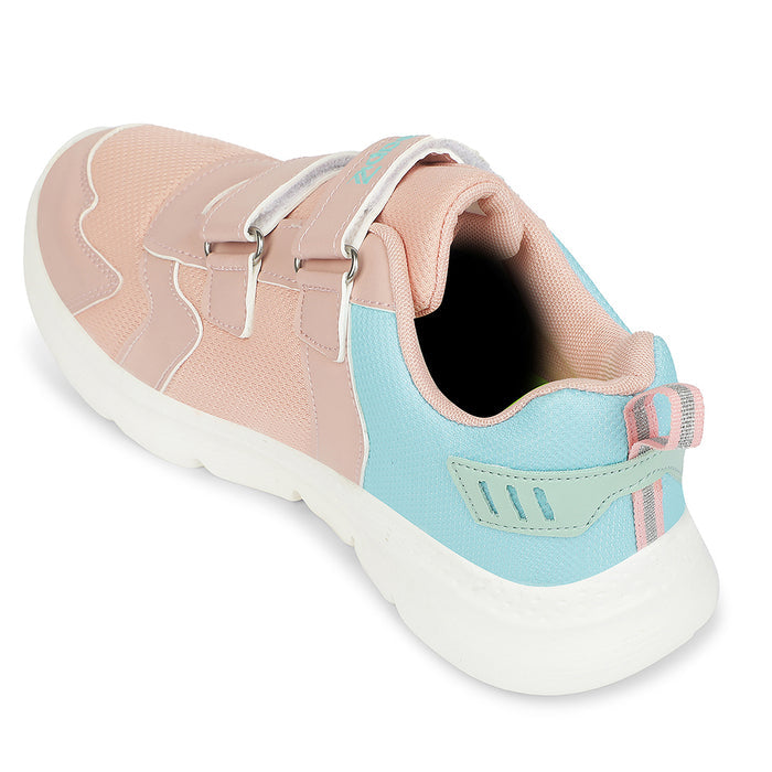 Leap7X Peach Sports Non Lacing Walking Shoes For Kids Primek 6 By Liberty