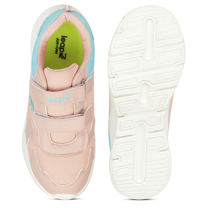 Leap7X Peach Sports Non Lacing Walking Shoes For Kids Primek 6 By Liberty
