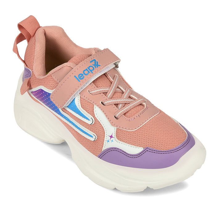 Leap7X Peach Sports Non Lacing Walking Shoes For Kids Zeox 2 By Liberty