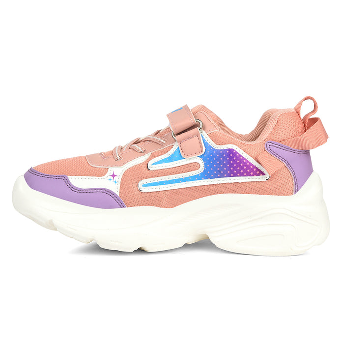 Leap7X Peach Sports Non Lacing Walking Shoes For Kids Zeox 2 By Liberty