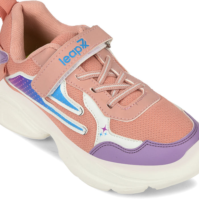 Leap7X Peach Sports Non Lacing Walking Shoes For Kids Zeox 2 By Liberty