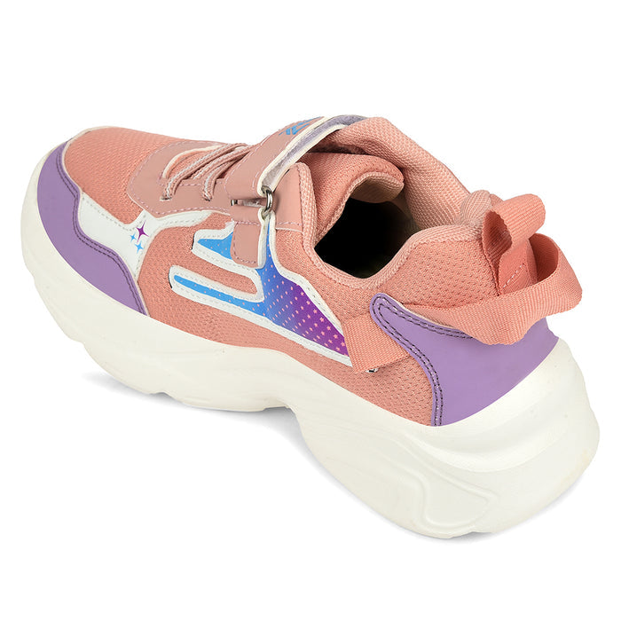 Leap7X Peach Sports Non Lacing Walking Shoes For Kids Zeox 2 By Liberty